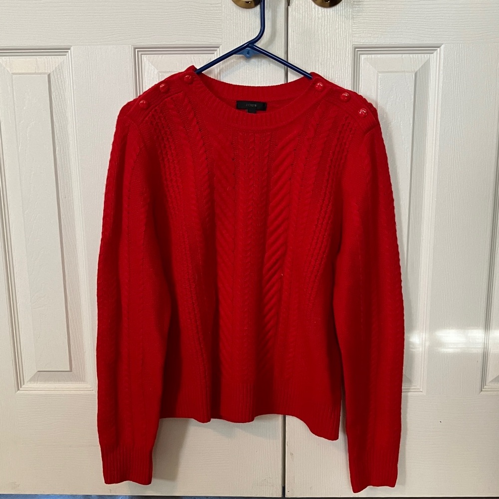 J. Crew Vibrant Red Crew Neck Sweater